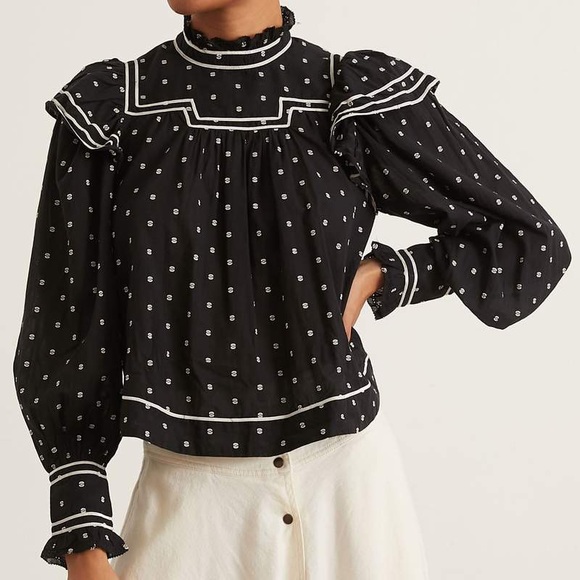 🌸NWT ulla johnson ester blouse in eclipse dot - Picture 6 of 13